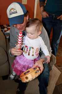 Helping make music during the music lesson