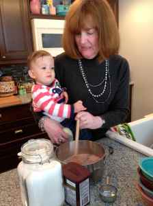 Helping Nana make desert