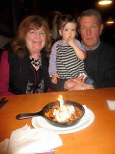 Birthday cookie with Nana and Papa